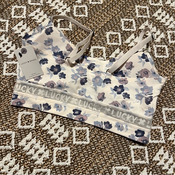 NWT LUCKY BRAND Small Bralette Floral no Wire Super Soft Bra - Picture 2 of 4